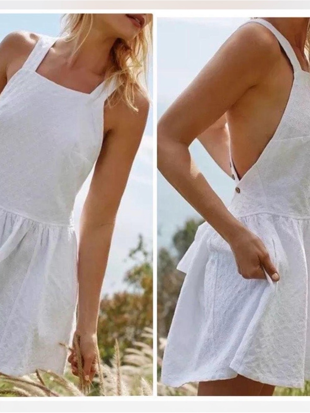 Free People free-est Va Va Volume Mini Dress White Medium RK381-383 talla S - Picture 3 of 7